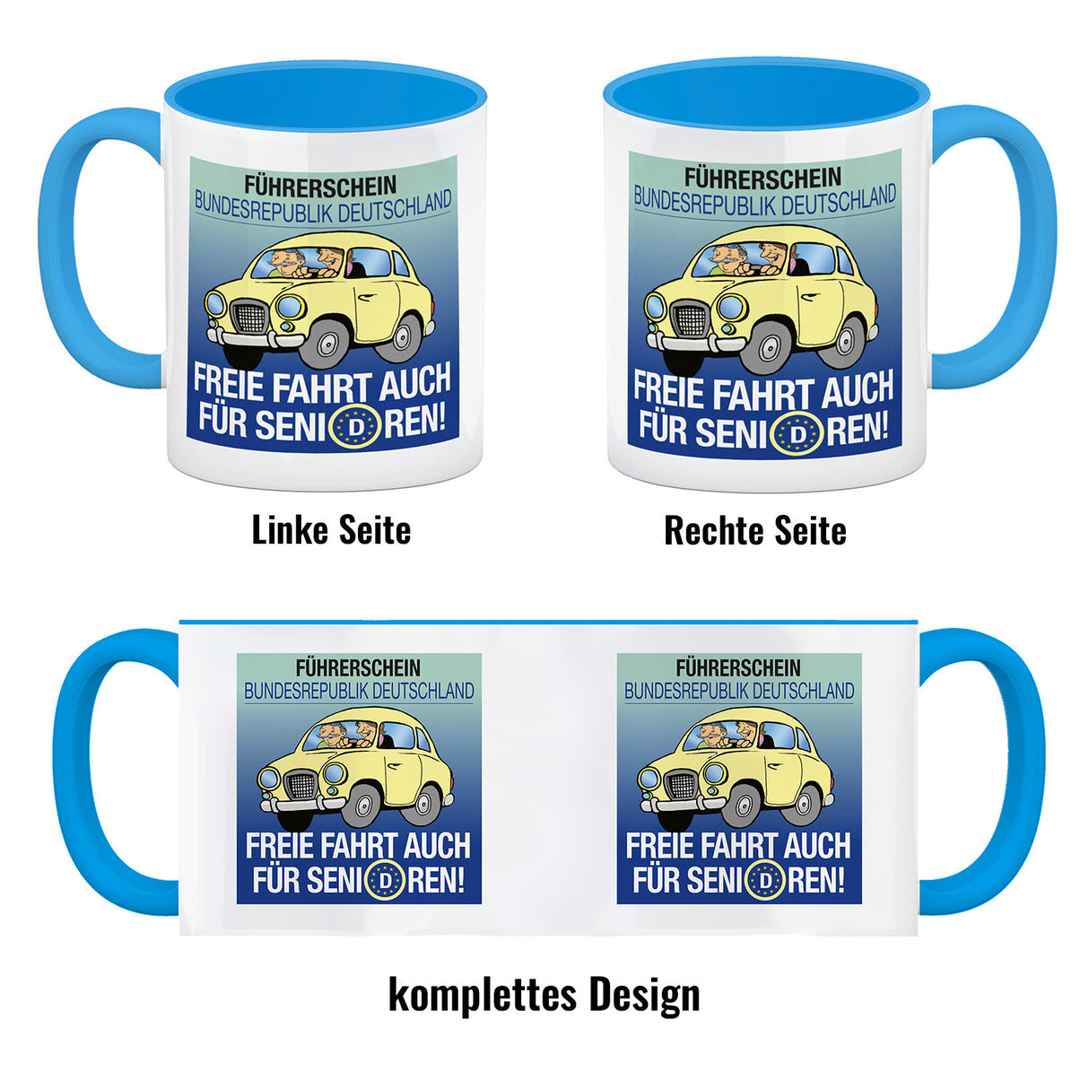 Freie Fahrt auch für Senioren Kaffeebecher mit Oldtimer Motiv