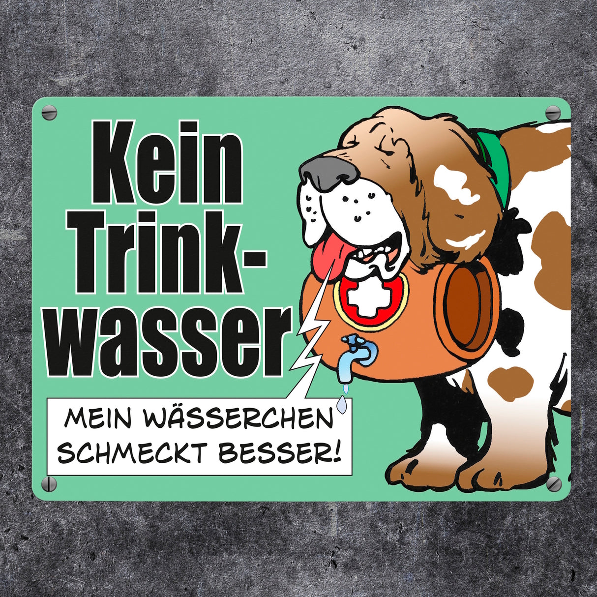 Kein Trinkwasser Metallschild mit Schweizer Alpenhund