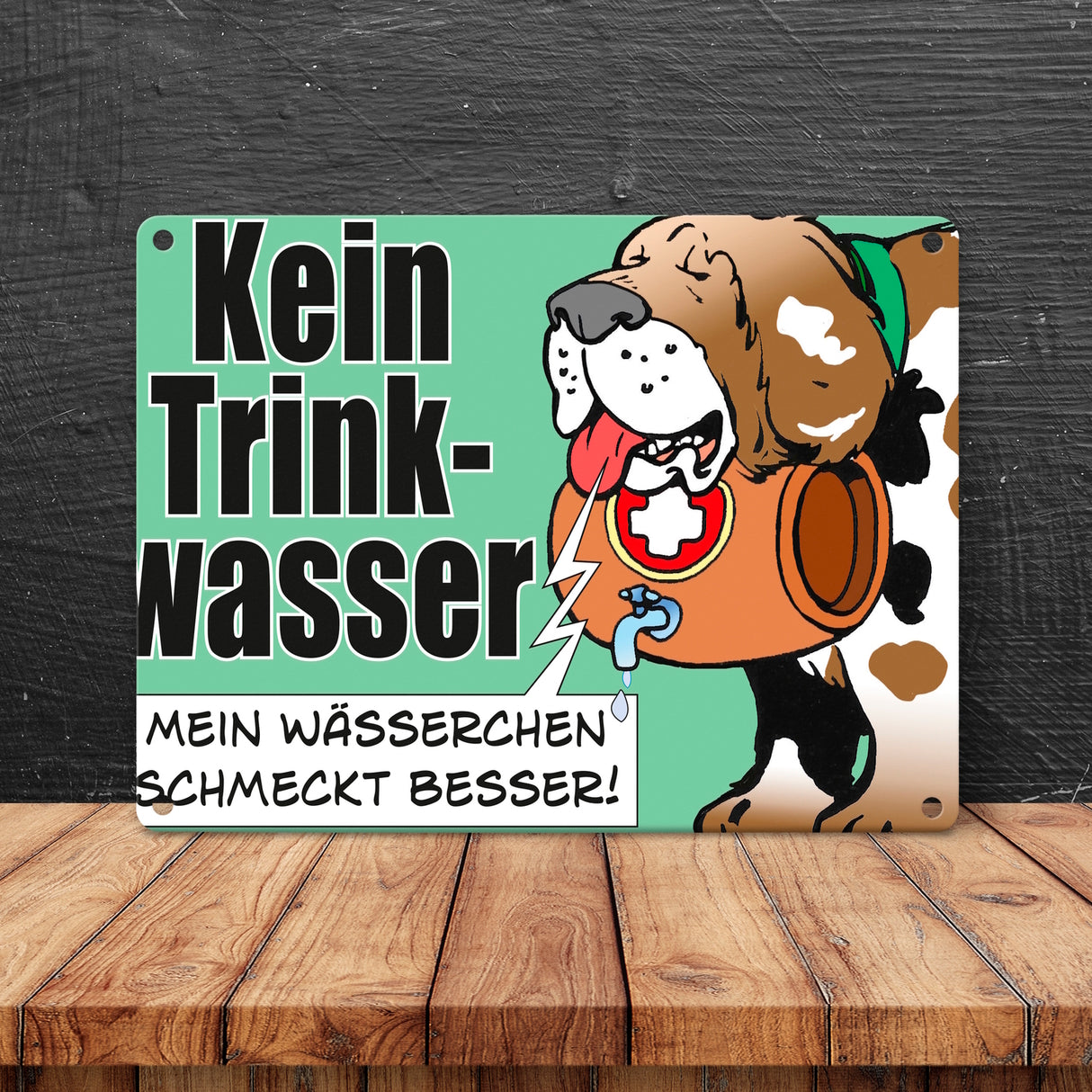Kein Trinkwasser Metallschild mit Schweizer Alpenhund