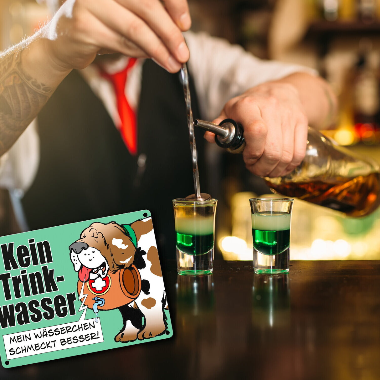 Kein Trinkwasser Metallschild mit Schweizer Alpenhund