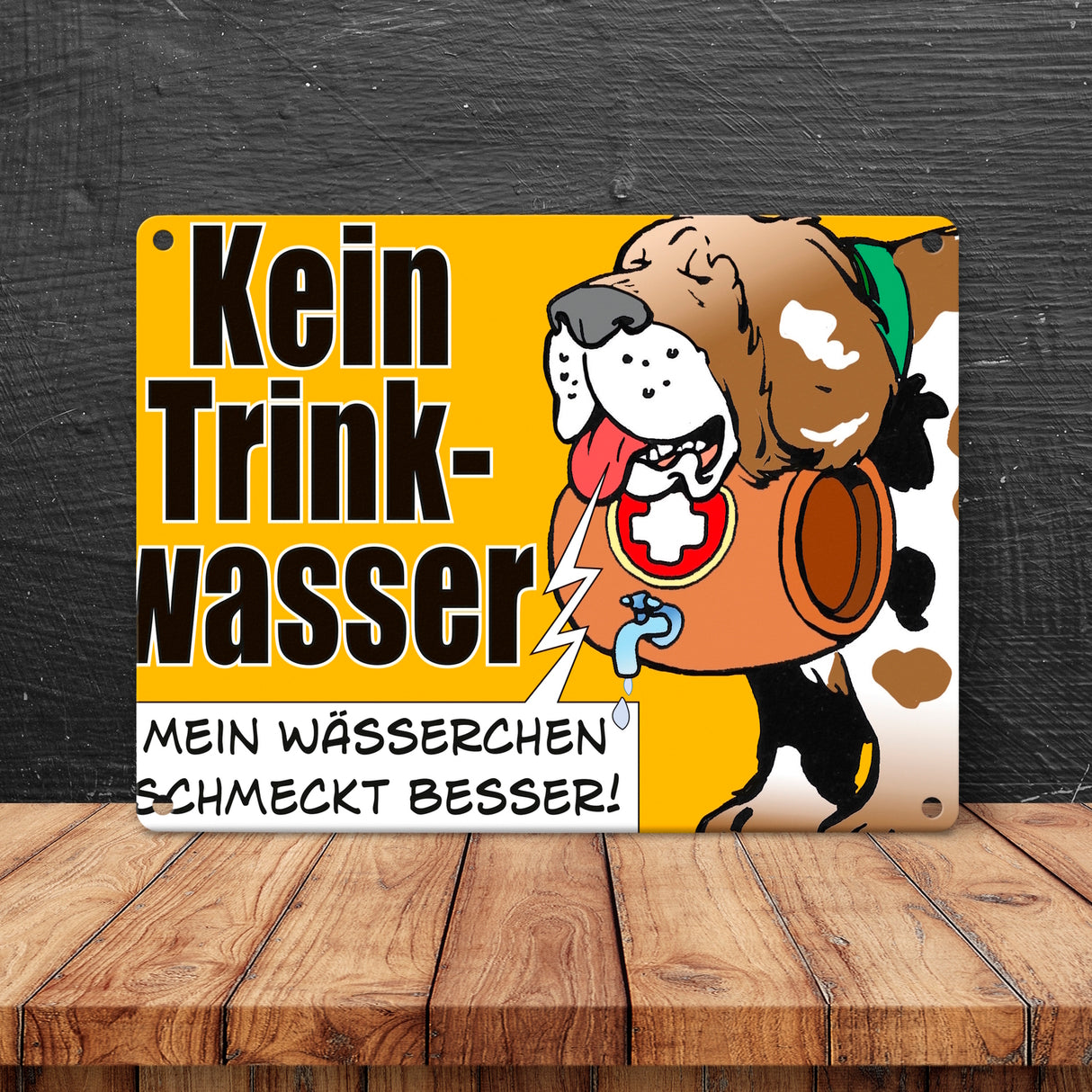 Kein Trinkwasser Metallschild mit Schweizer Alpenhund