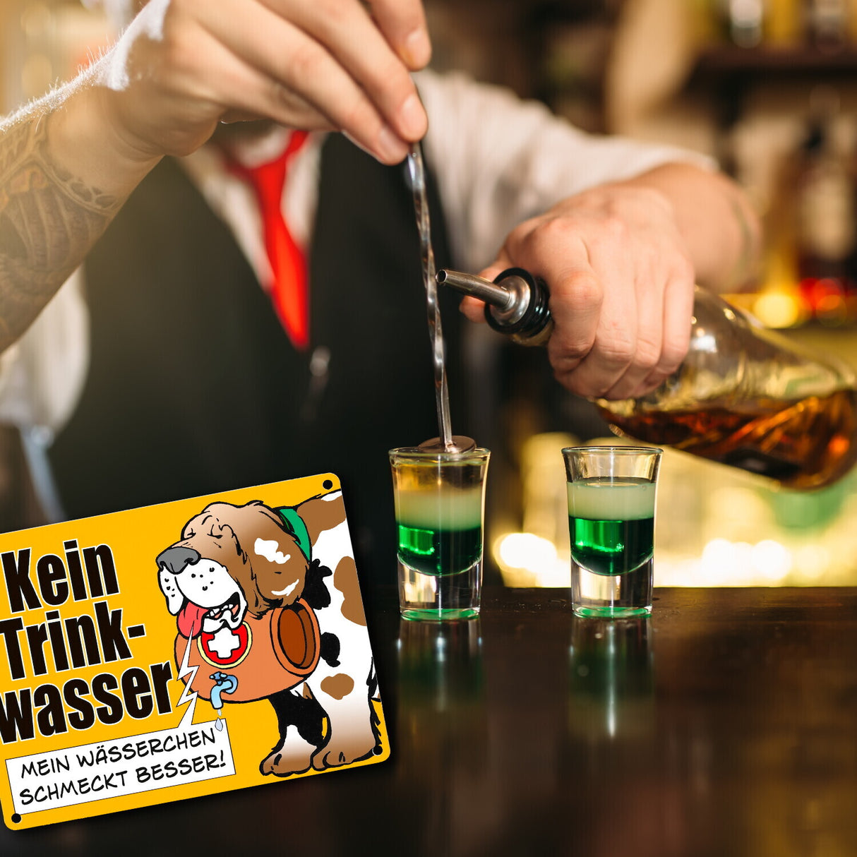 Kein Trinkwasser Metallschild mit Schweizer Alpenhund