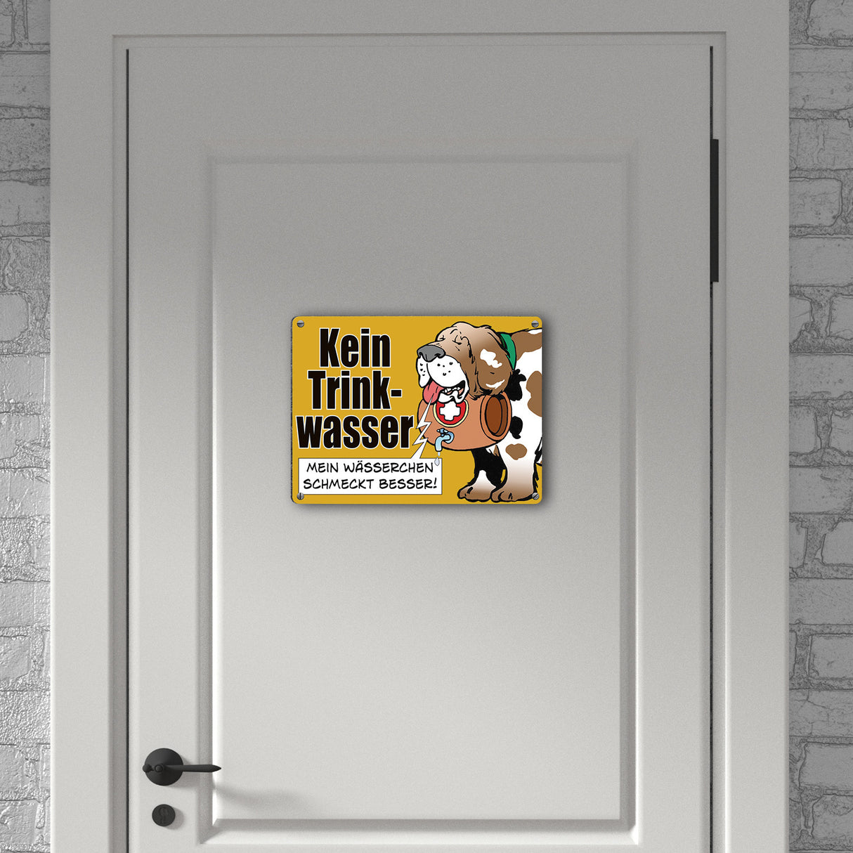Kein Trinkwasser Metallschild mit Schweizer Alpenhund