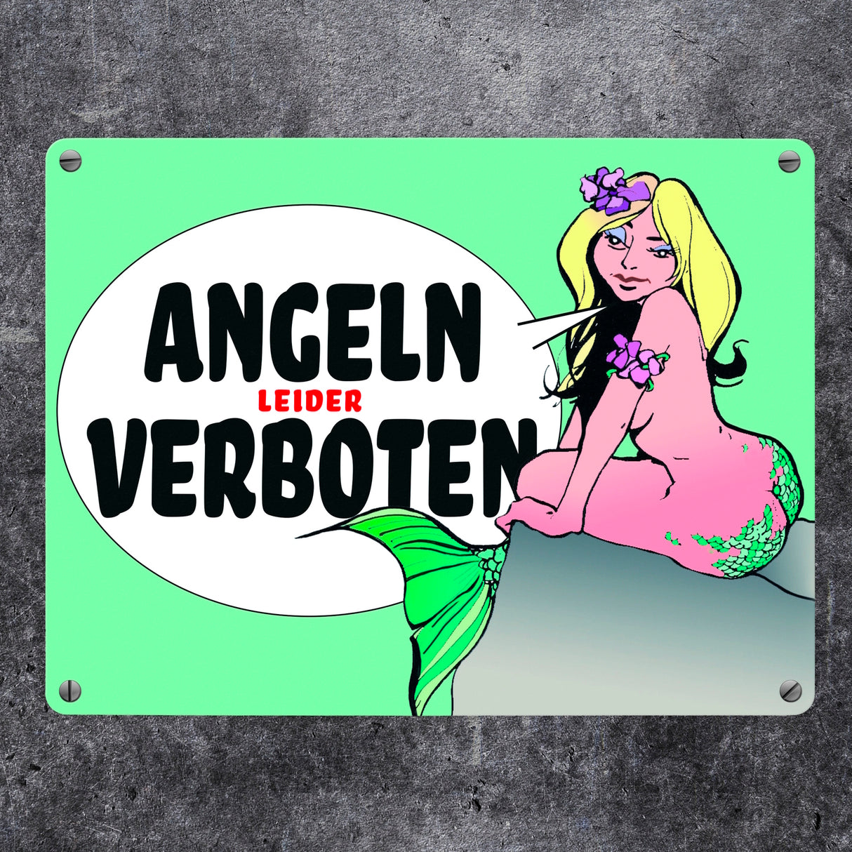Angeln leider verboten Metallschild