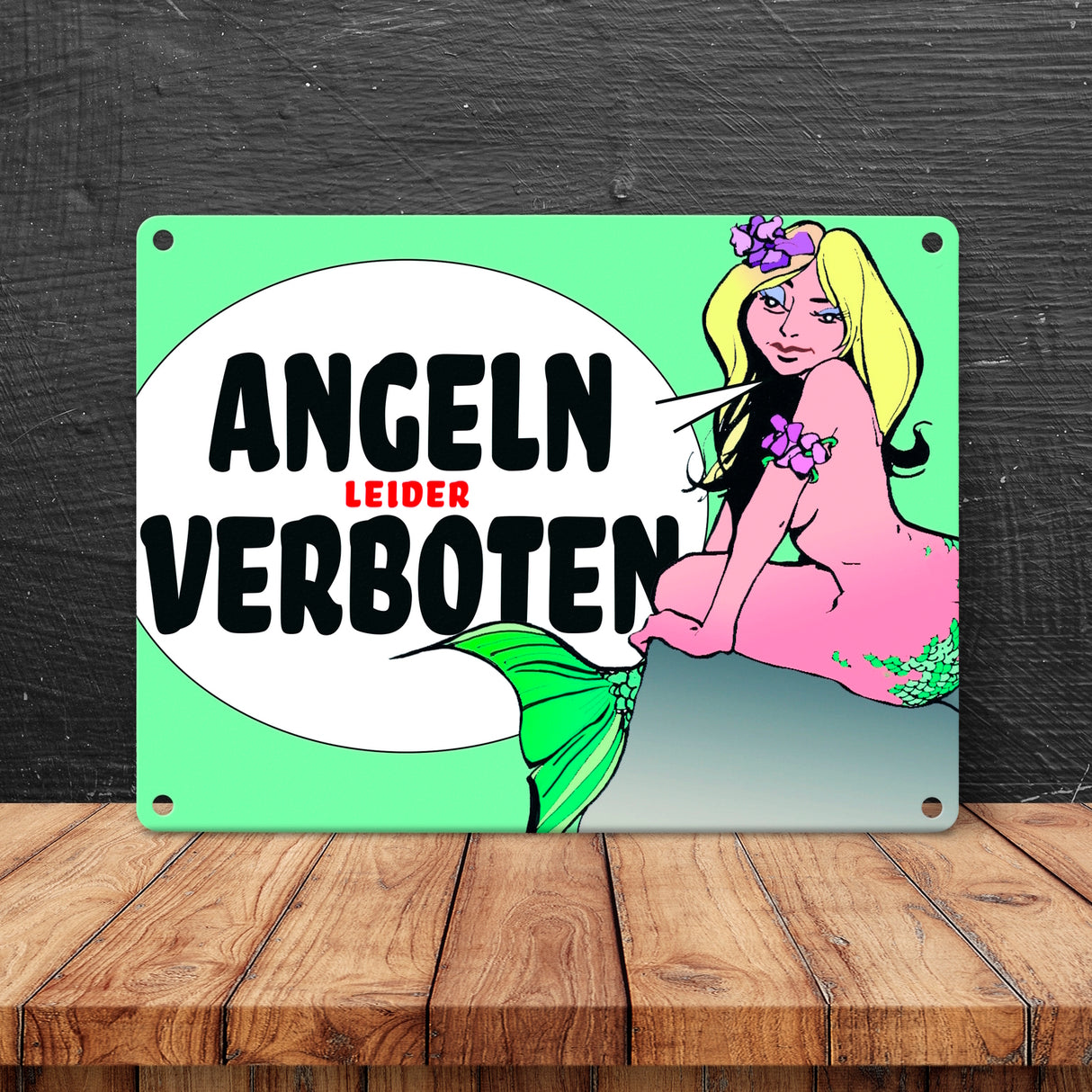 Angeln leider verboten Metallschild