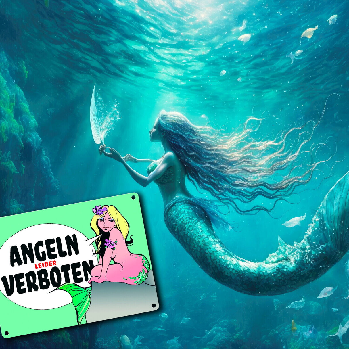 Angeln leider verboten Metallschild