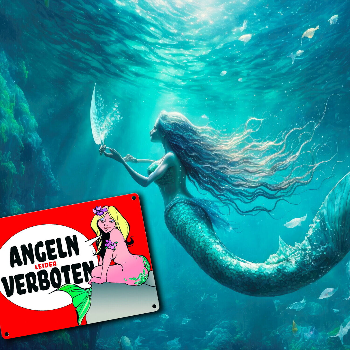 Angeln leider verboten Metallschild