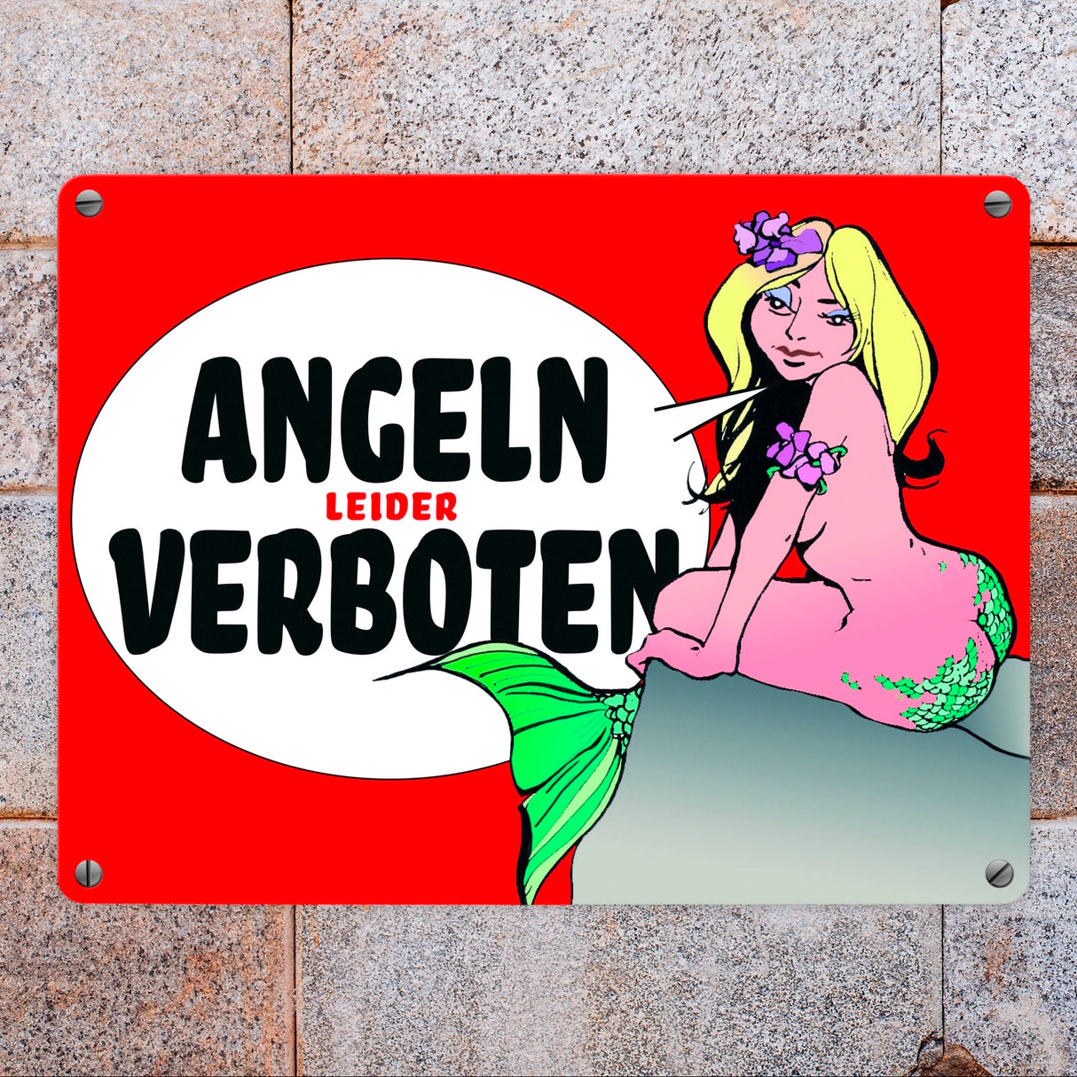 Angeln leider verboten Metallschild