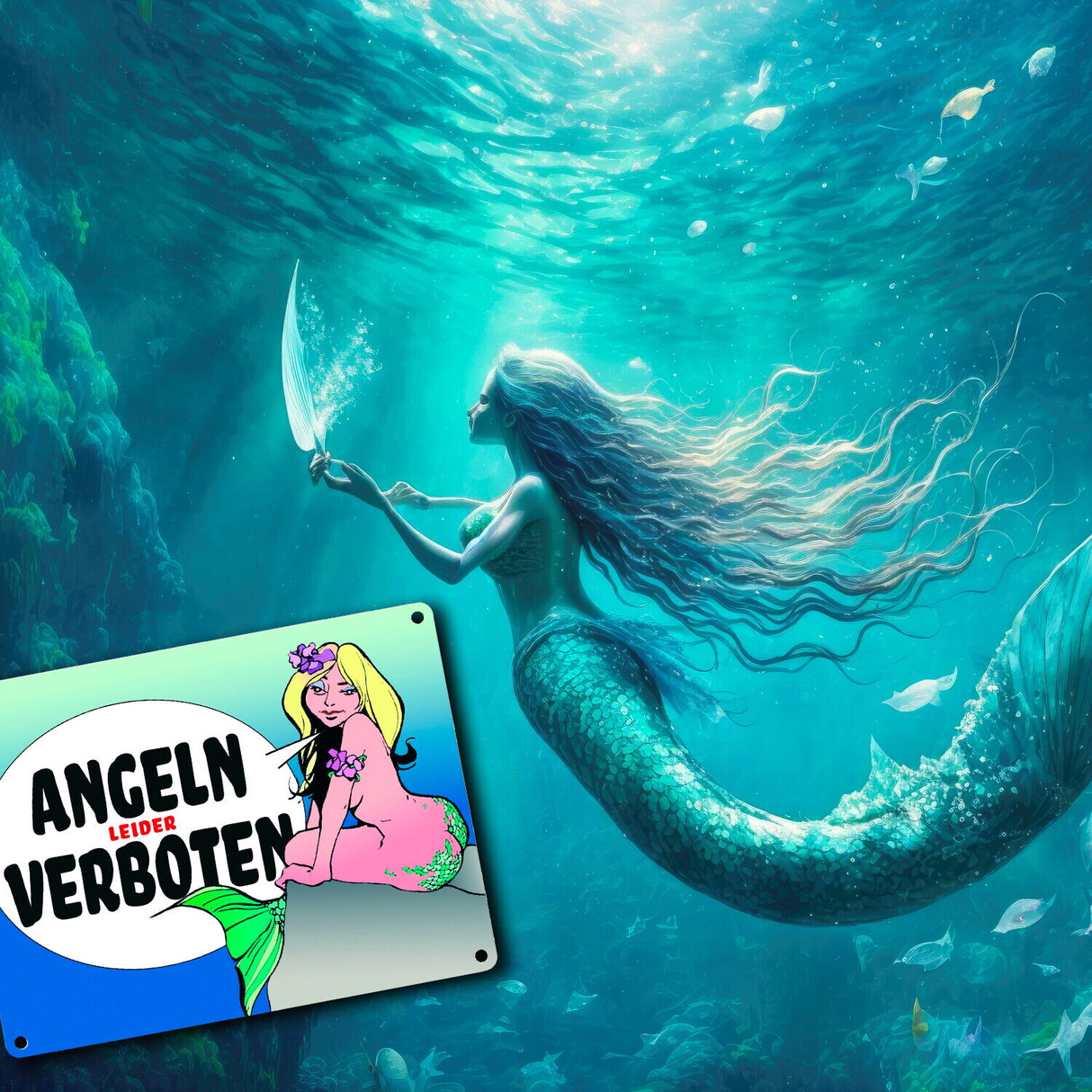 Angeln leider verboten Metallschild