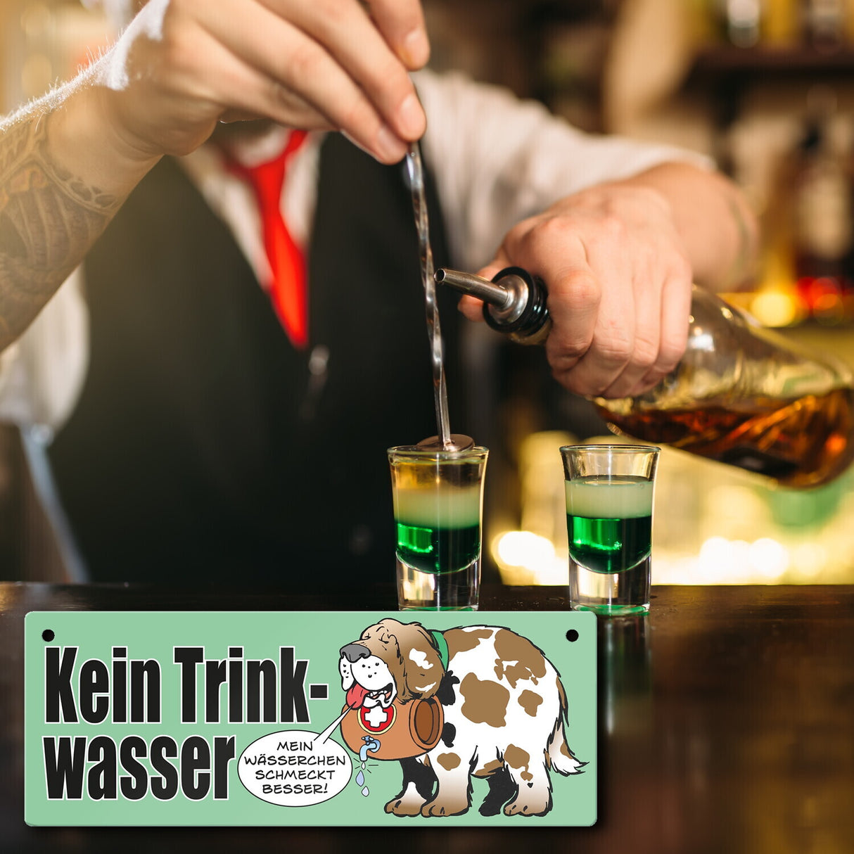 Kein Trinkwasser Metallschild mit Schweizer Alpenhund