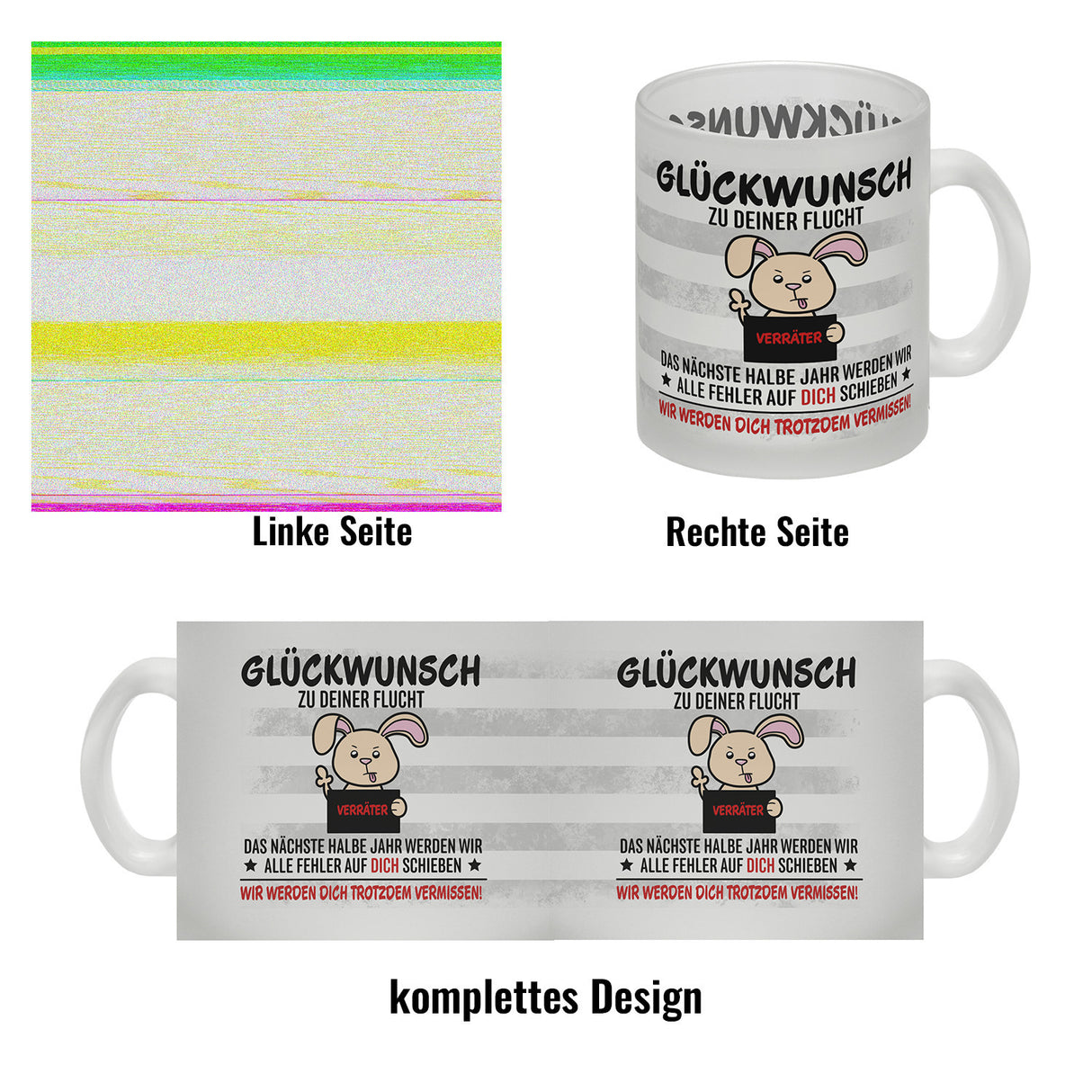 Glückwunsch zur Flucht, Verräter Mittelfinger Kaffeebecher mit Hase