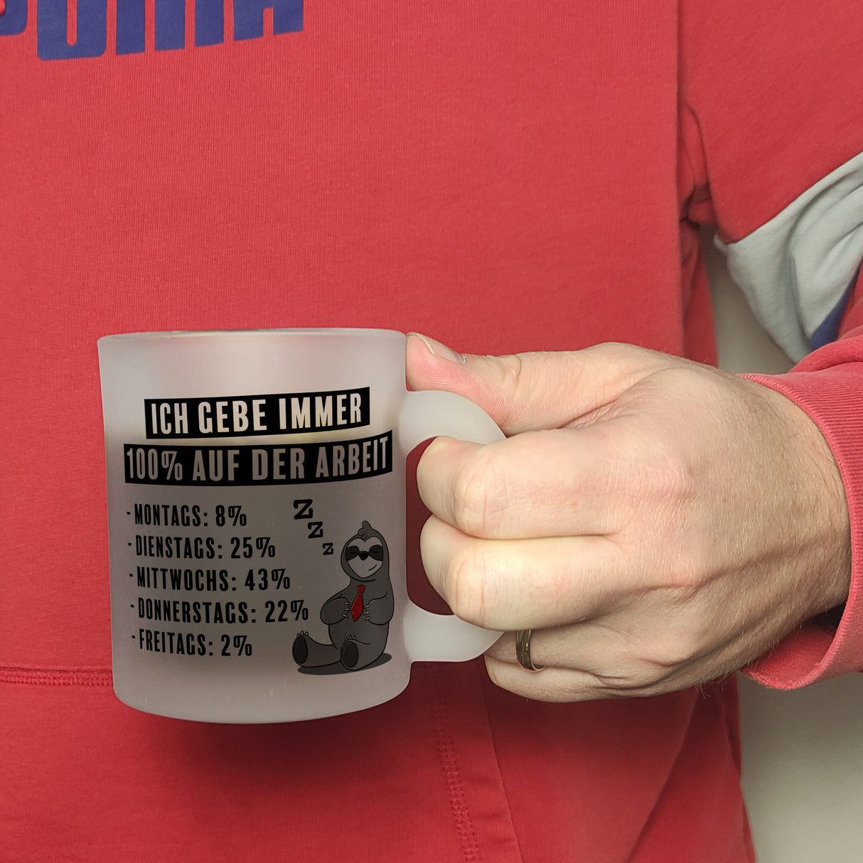 Ich gebe immer 100% auf der Arbeit Kaffeebecher mit schnarchendem Faultier