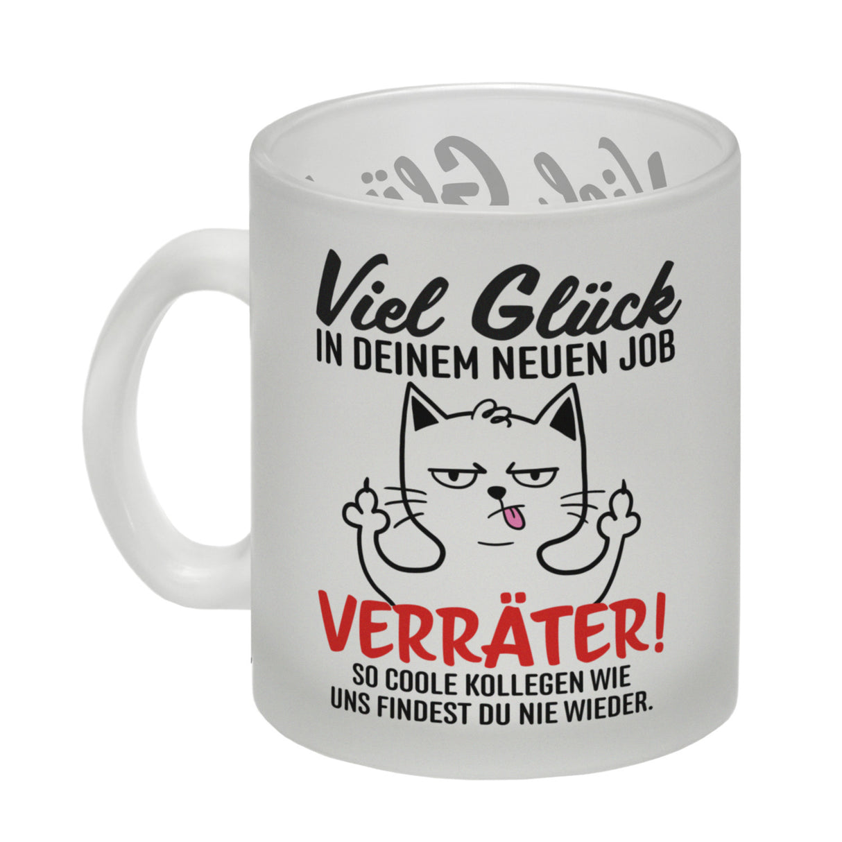 Viel Glück im neuen Job Verräter Mittelfinger Kaffeebecher mit frecher Katze