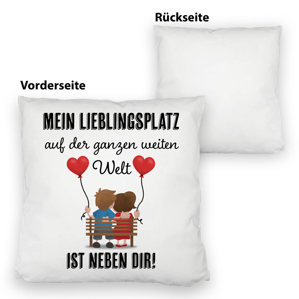 Liebespaar mit Herzballons Kissen mit Spruch