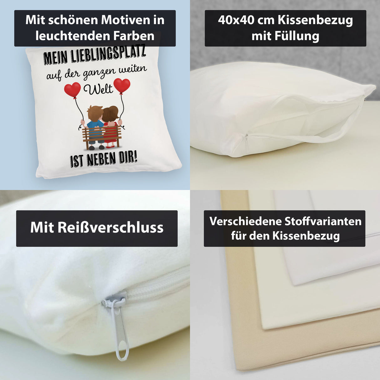 Liebespaar mit Herzballons Kissen mit Spruch