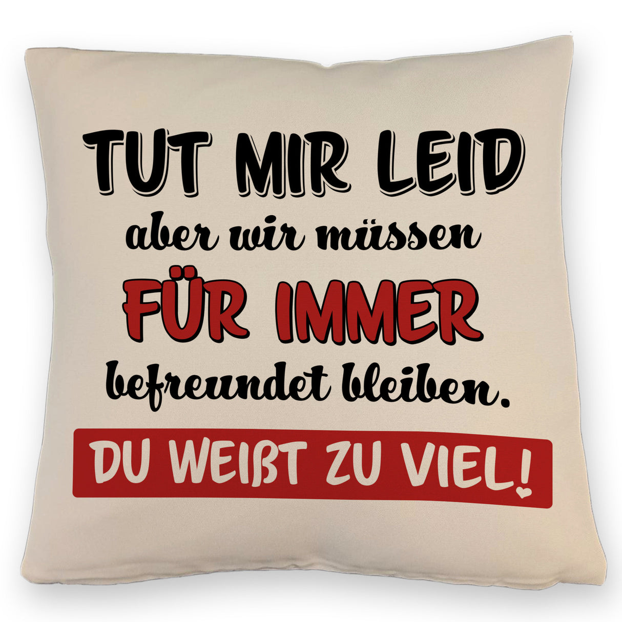 Freundschaft Kissen mit Spruch Tut mir Leid wir müssen befreundet bleiben