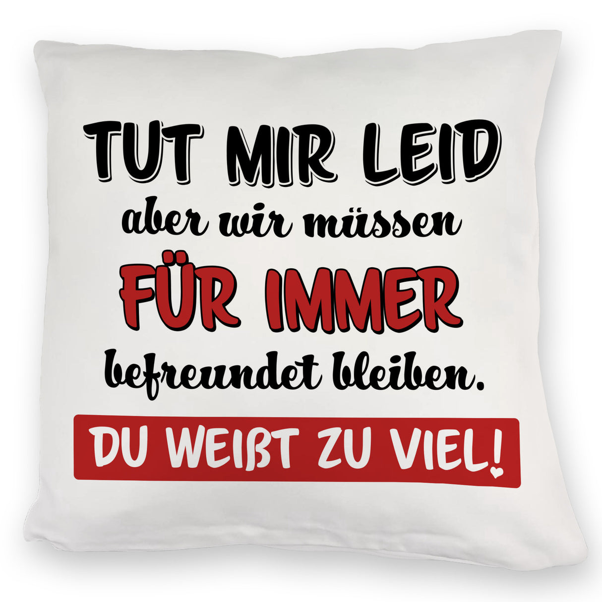 Freundschaft Kissen mit Spruch Tut mir Leid wir müssen befreundet bleiben
