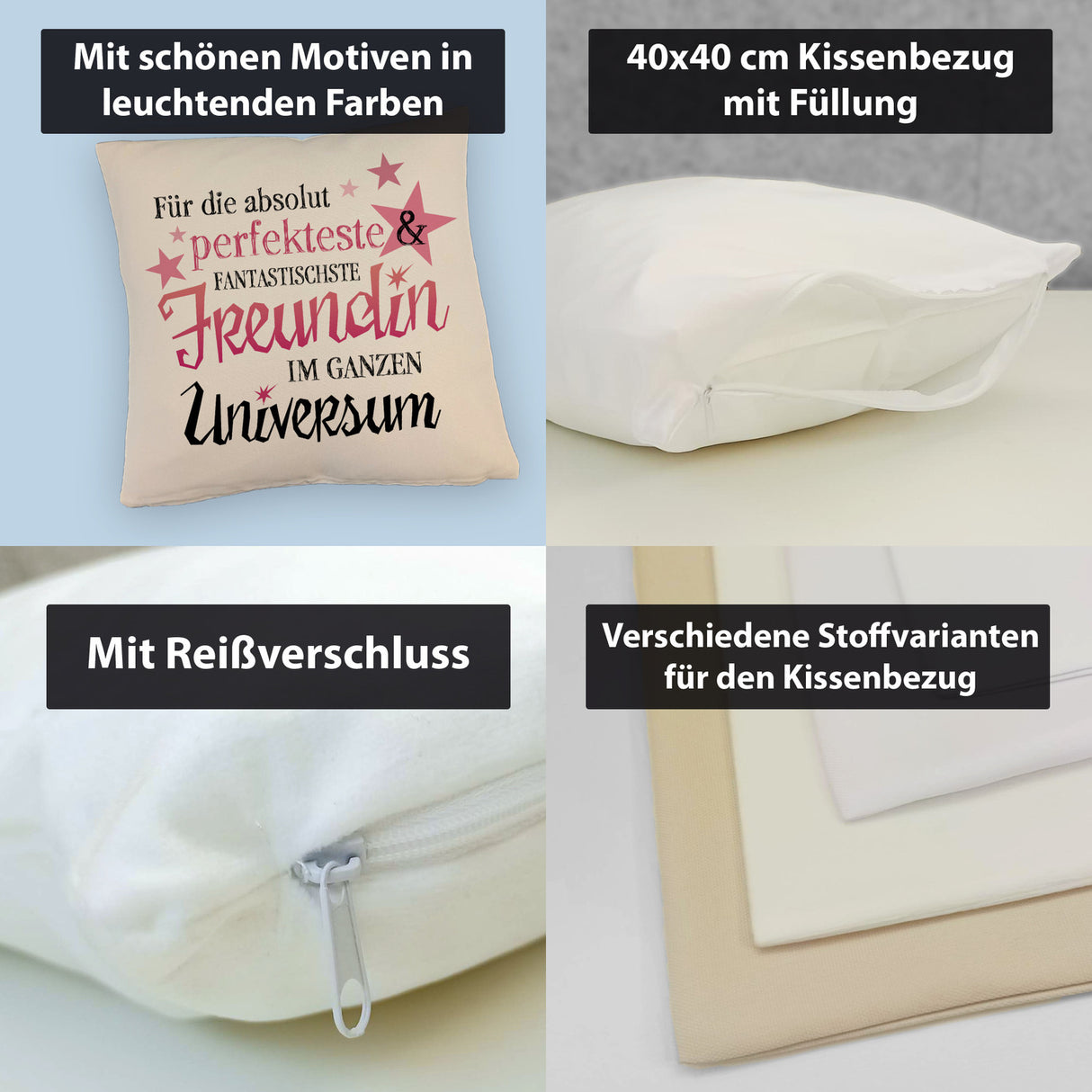 Freundschaft Kissen mit Spruch - Für die perfekteste & fantastischste Freundin