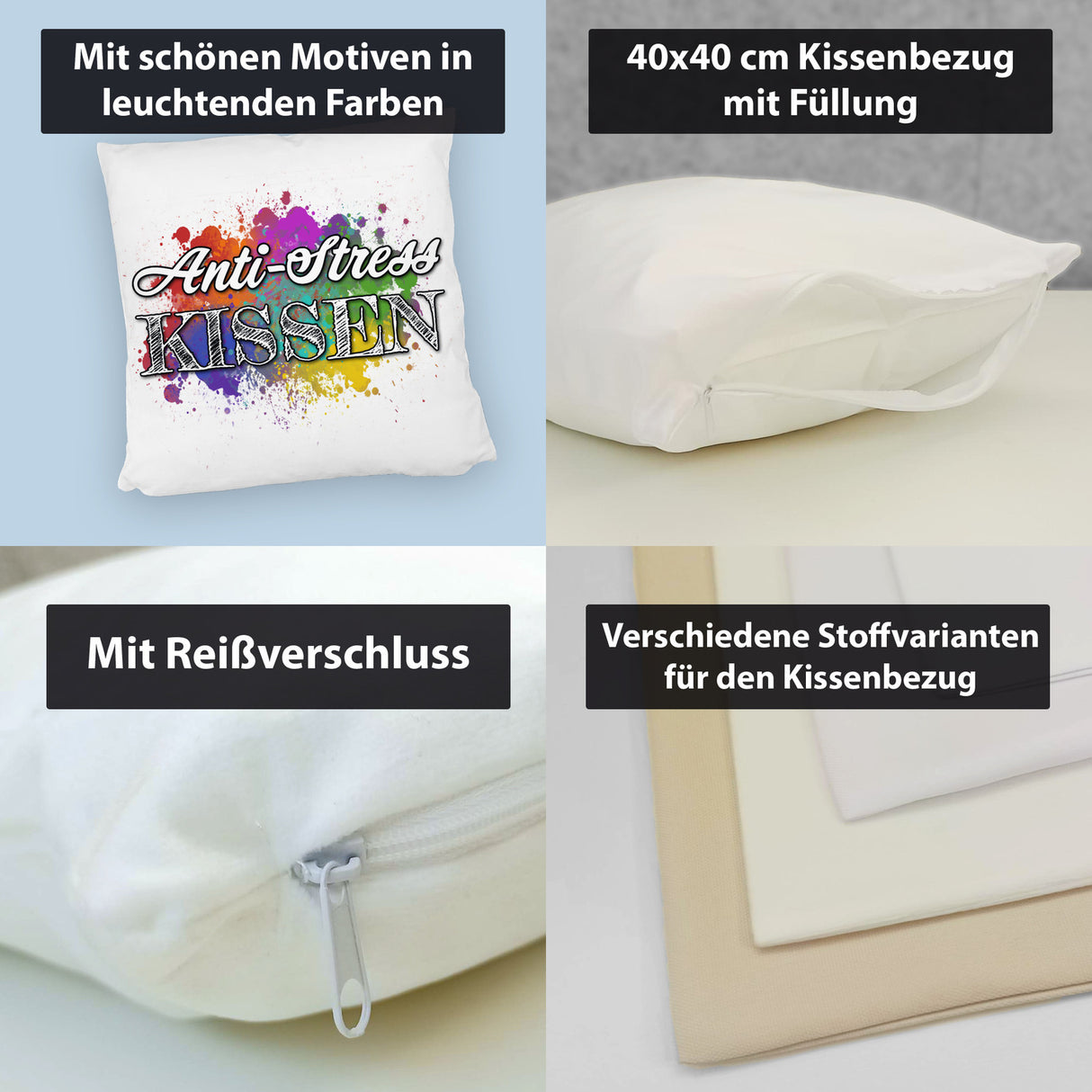Anti-Stress Kissen - Dekoratives Kissen mit Farbflecken Motiv