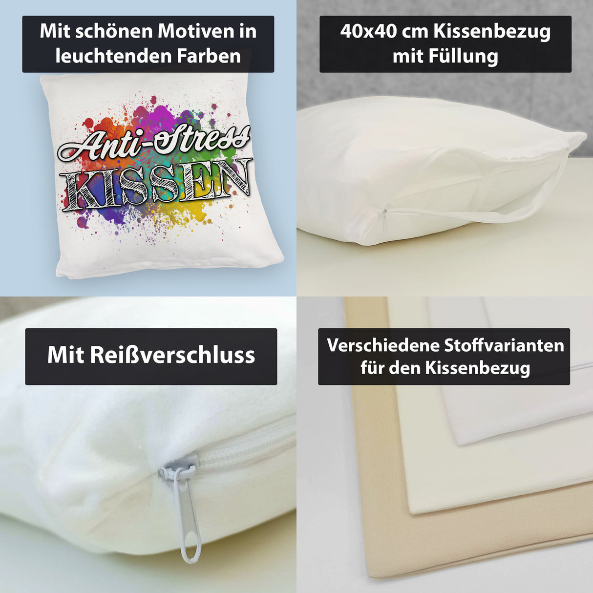 Anti-Stress Kissen - Dekoratives Kissen mit Farbflecken Motiv