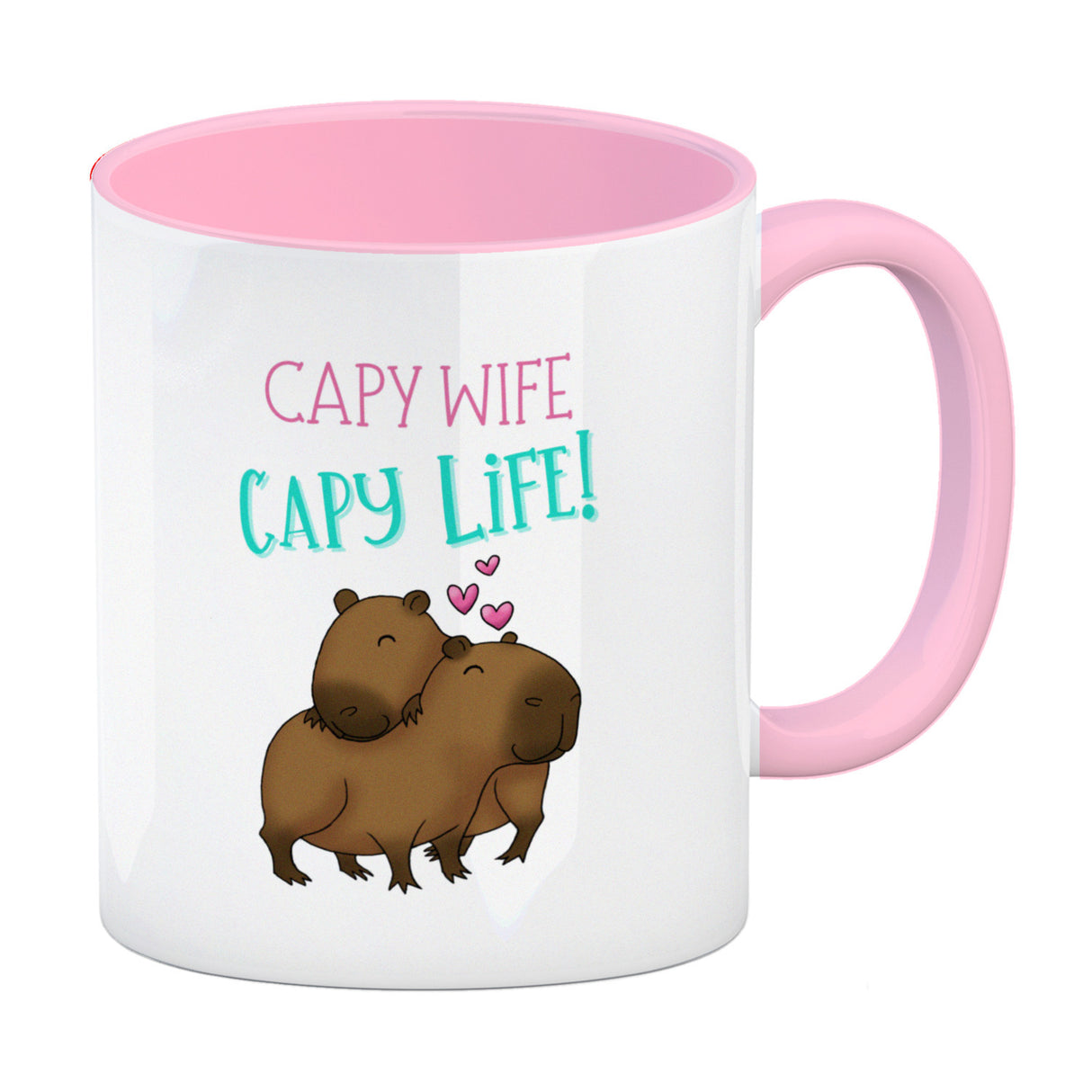 Capy wife capy life Kaffeebecher mit zwei verliebten Capybaras