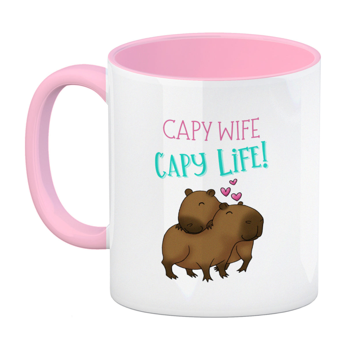 Capy wife capy life Kaffeebecher mit zwei verliebten Capybaras