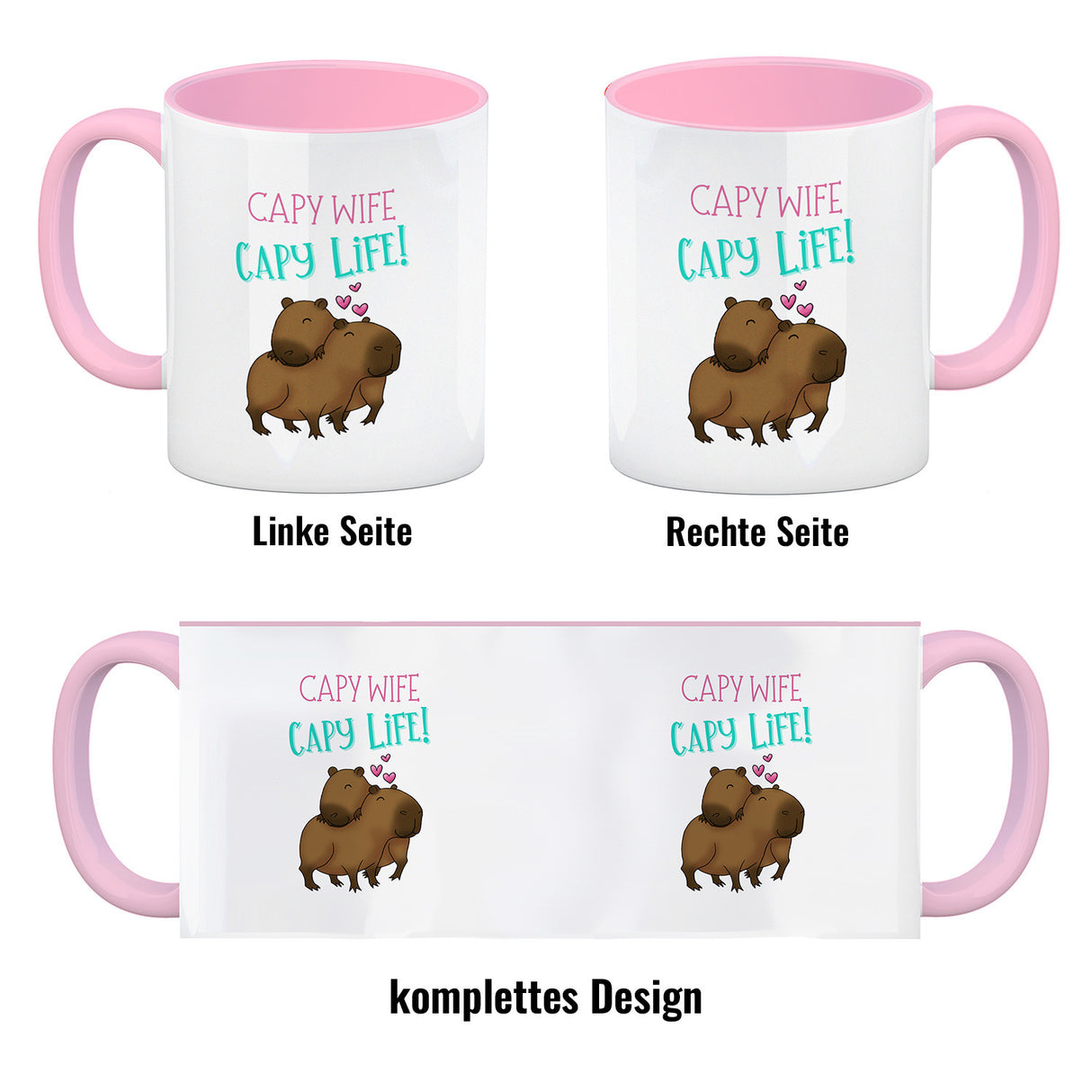 Capy wife capy life Kaffeebecher mit zwei verliebten Capybaras