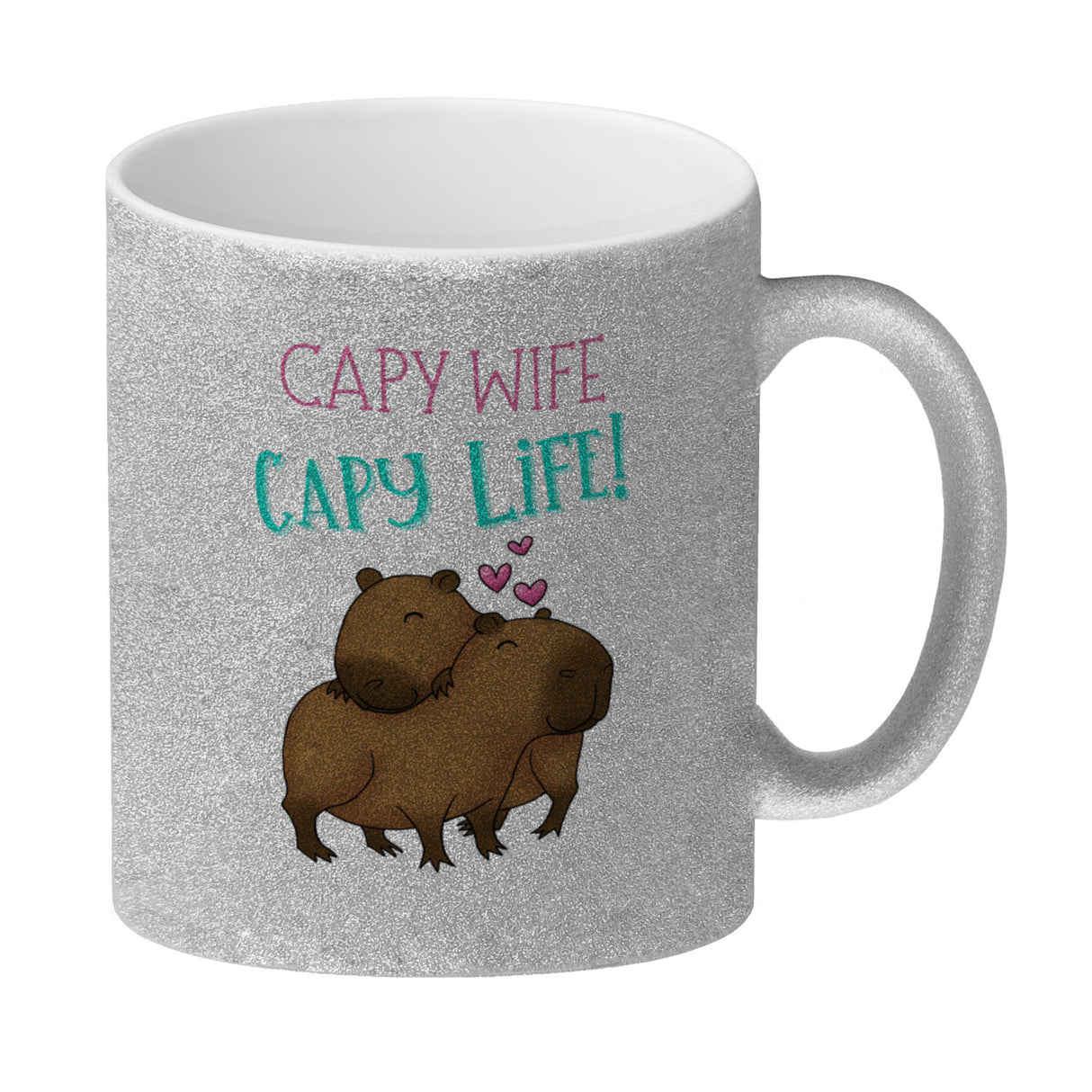 Capy wife capy life Kaffeebecher mit zwei verliebten Capybaras