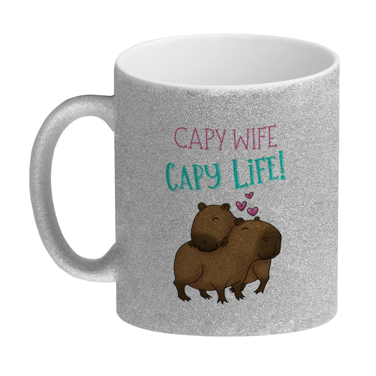 Capy wife capy life Kaffeebecher mit zwei verliebten Capybaras