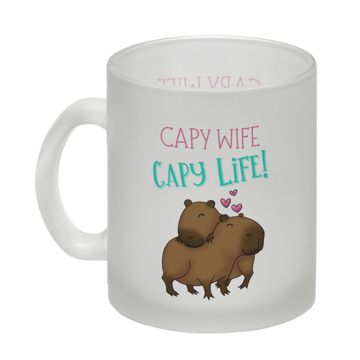 Capy wife capy life Kaffeebecher mit zwei verliebten Capybaras