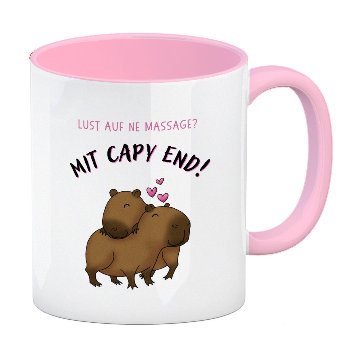 Eine Massage mit Capy End Capybara Kaffeebecher mit Spruch