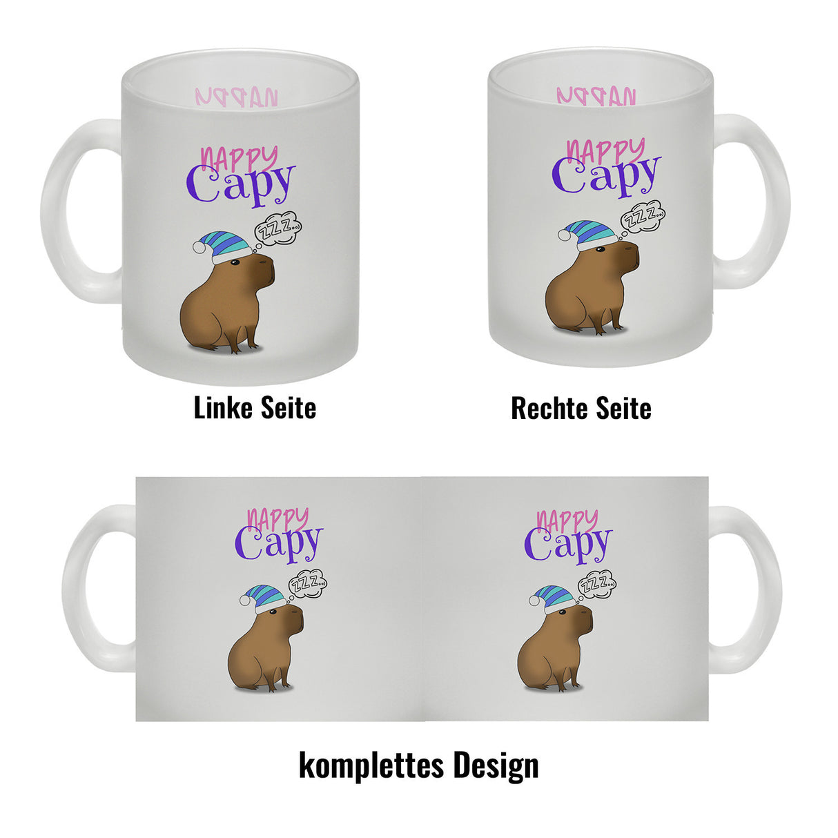 Nappy Capy Kaffeebecher mit müdem Capybara