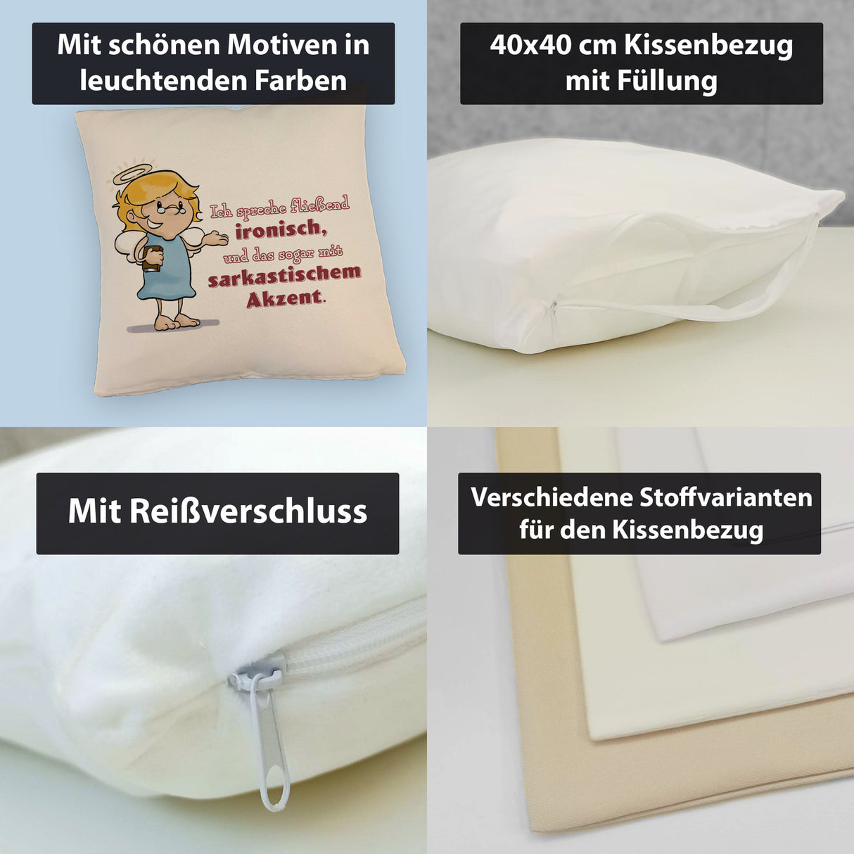 Kissen mit frechen Engel-Sprüchen