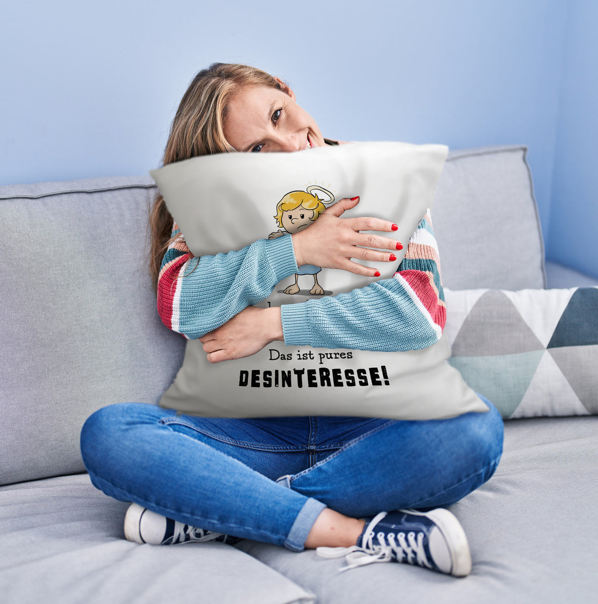 Engel Kissen mit Spruch - Meine Gelassenheit ist Desinteresse