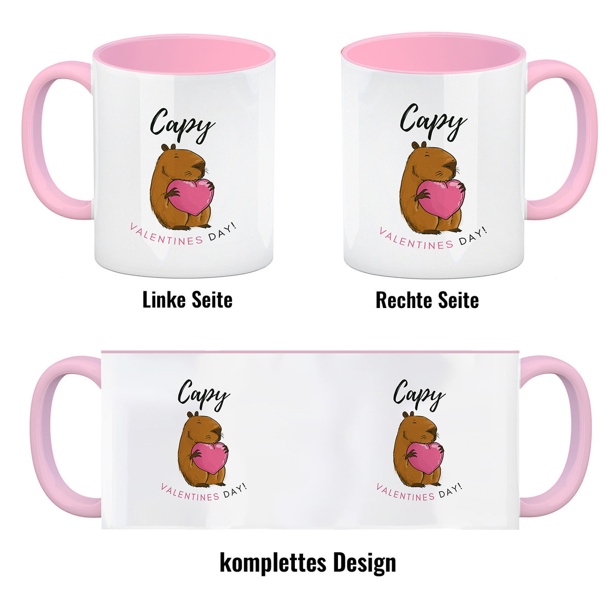 Capy Valentines Day Kaffeebecher mit niedlichem Capybara Motiv