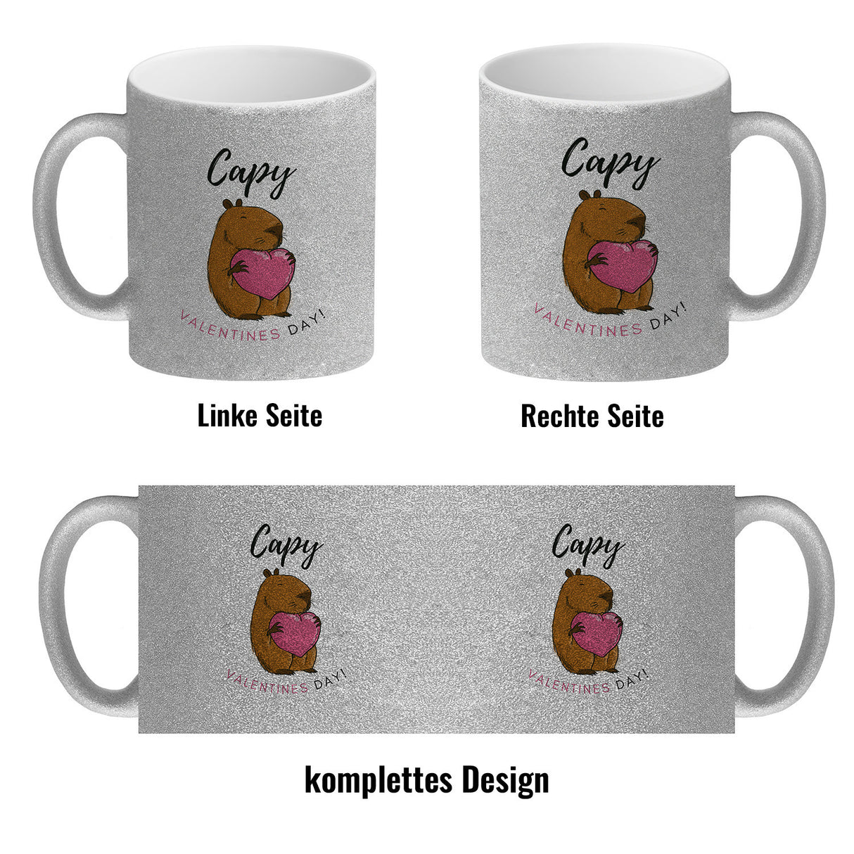 Capy Valentines Day Kaffeebecher mit niedlichem Capybara Motiv