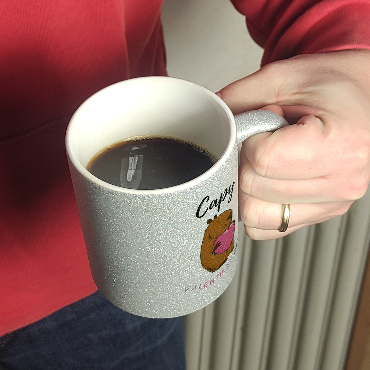 Capy Valentines Day Kaffeebecher mit niedlichem Capybara Motiv