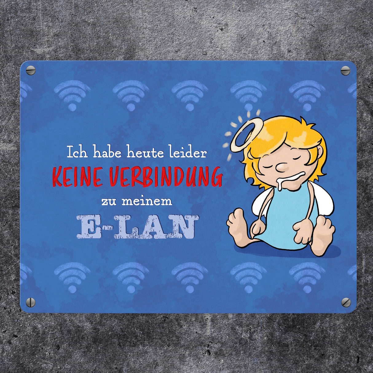 Engel Metallschild in 15x20 cm mit Spruch- Ich spreche Ironie mit Sarkasmus-Akzent