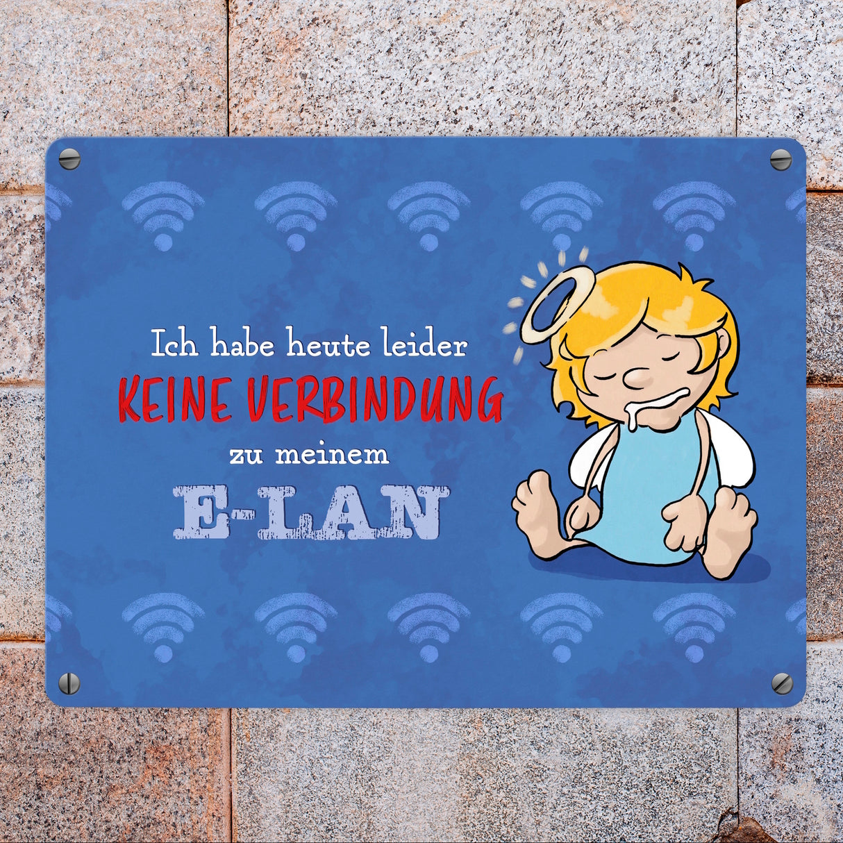 Engel Metallschild in 15x20 cm mit Spruch- Ich spreche Ironie mit Sarkasmus-Akzent