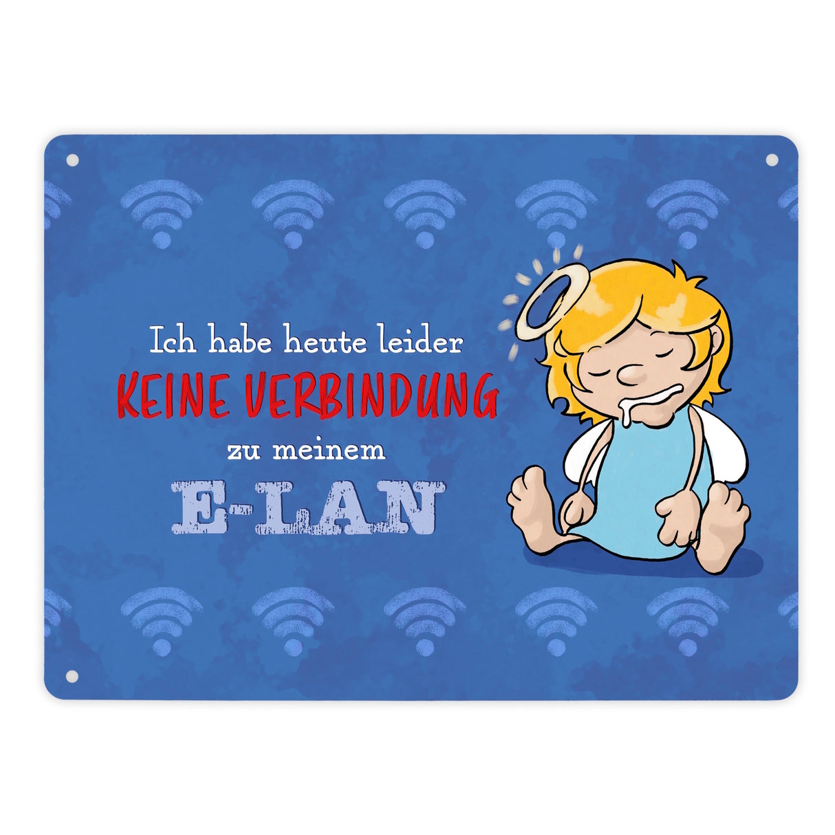 Engel Metallschild in 15x20 cm mit Spruch- Ich spreche Ironie mit Sarkasmus-Akzent