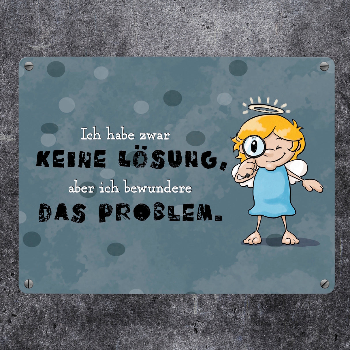 Engel Metallschild in 15x20 cm mit Spruch- Ich spreche Ironie mit Sarkasmus-Akzent