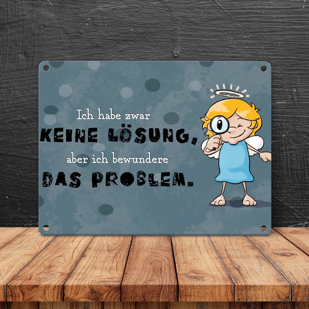 Engel Metallschild in 15x20 cm mit Spruch- Ich spreche Ironie mit Sarkasmus-Akzent