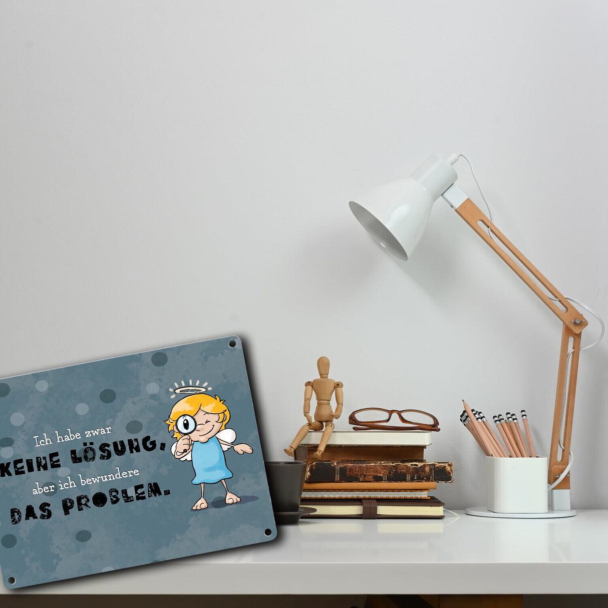 Engel Metallschild in 15x20 cm mit Spruch- Ich spreche Ironie mit Sarkasmus-Akzent
