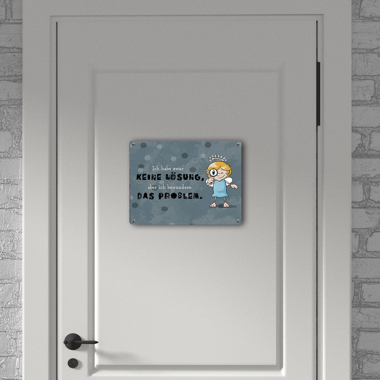 Engel Metallschild in 15x20 cm mit Spruch- Ich spreche Ironie mit Sarkasmus-Akzent