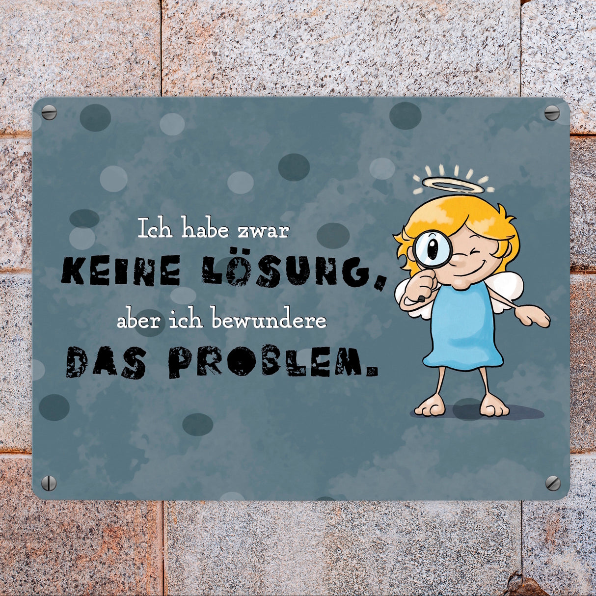 Engel Metallschild in 15x20 cm mit Spruch- Ich spreche Ironie mit Sarkasmus-Akzent
