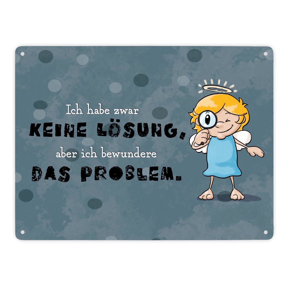 Engel Metallschild in 15x20 cm mit Spruch- Ich spreche Ironie mit Sarkasmus-Akzent