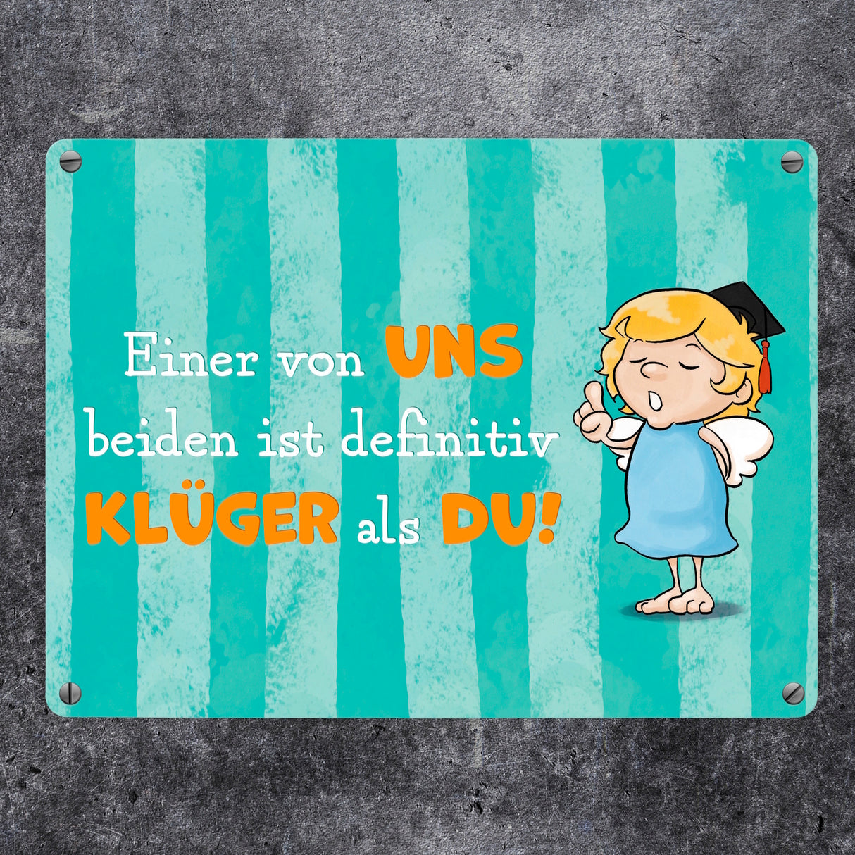 Engel Metallschild in 15x20 cm mit Spruch- Ich spreche Ironie mit Sarkasmus-Akzent