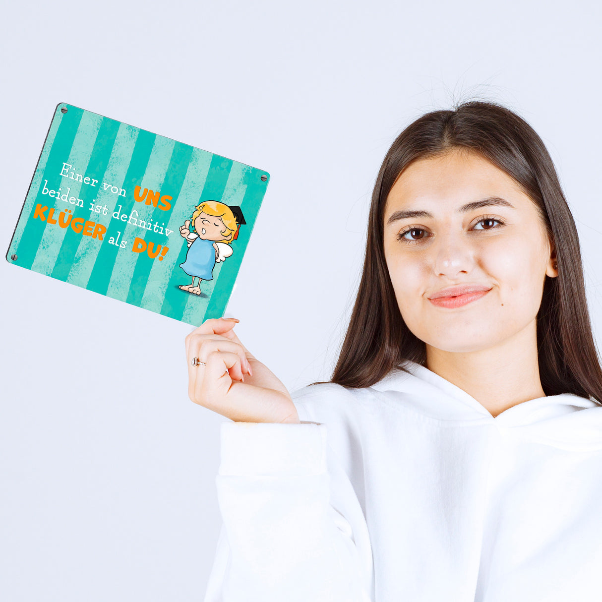 Engel Metallschild in 15x20 cm mit Spruch- Ich spreche Ironie mit Sarkasmus-Akzent