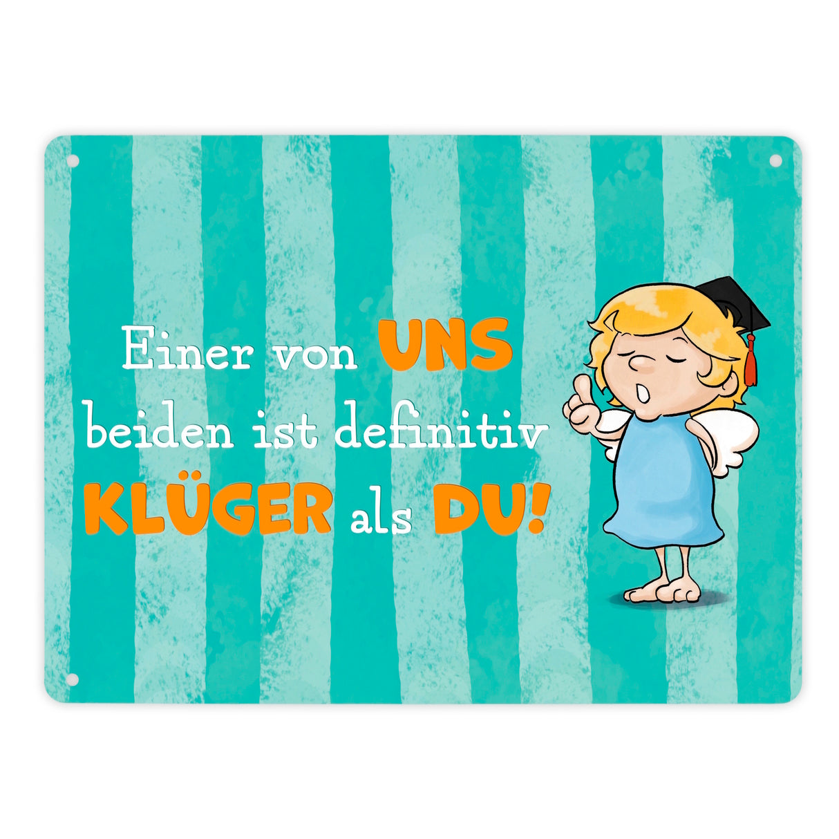 Engel Metallschild in 15x20 cm mit Spruch- Ich spreche Ironie mit Sarkasmus-Akzent