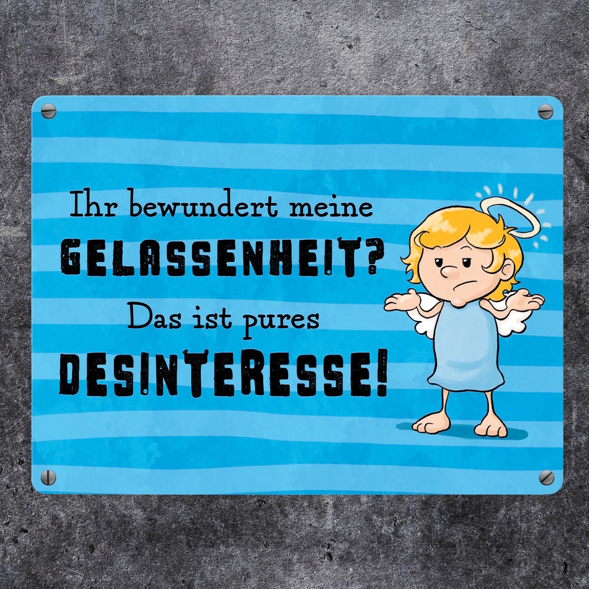 Engel Metallschild in 15x20 cm mit Spruch- Ich spreche Ironie mit Sarkasmus-Akzent